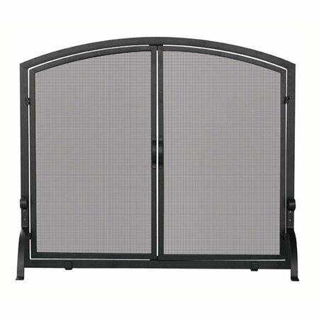BLUEPRINTS Single Panel Black Wrought Iron Screen With Doors- Medium BL2566996